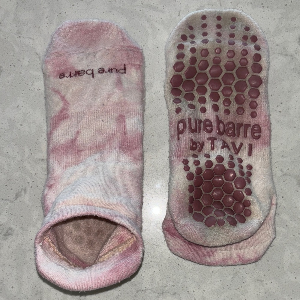 Pure Barre by Tavi Pink Tie-Dye Barre/Grip Socks, Size S/M